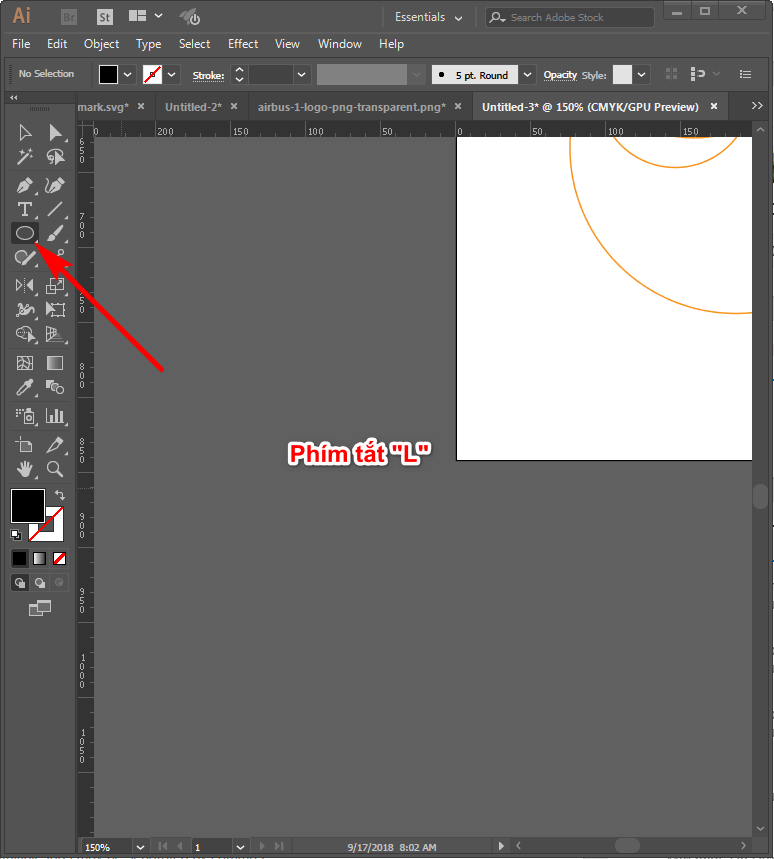 Lệnh vẽ Ellipse trong phần mềm đồ họa Illustrator