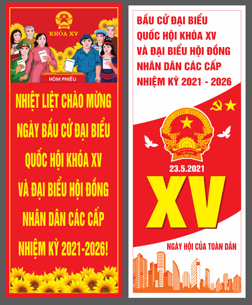 Phướn thả PANO nhiệt liệt chào mừng bầu cử khóa XV 2021