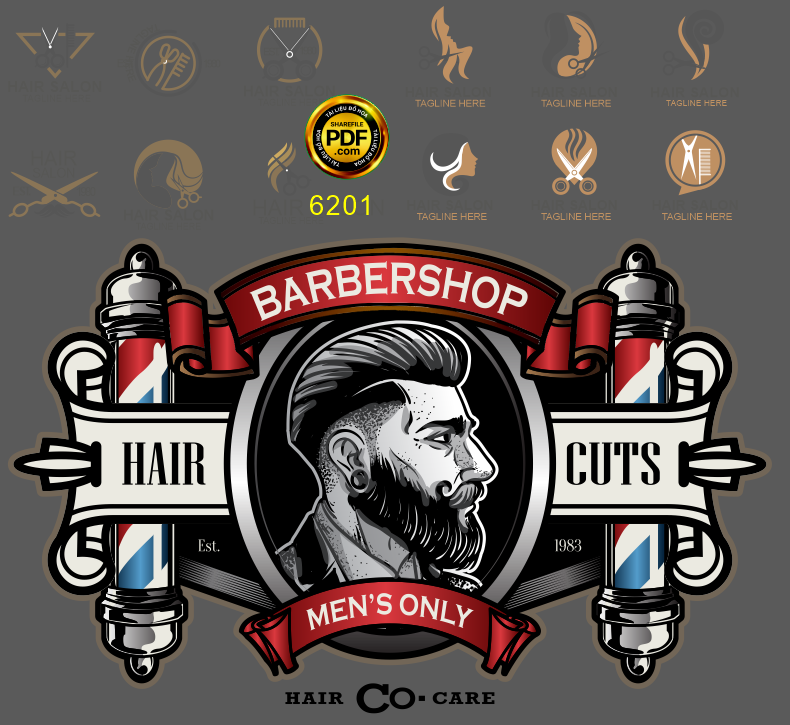 Thiết kế biểu tượng tiệm hớt tóc barbershop file corel